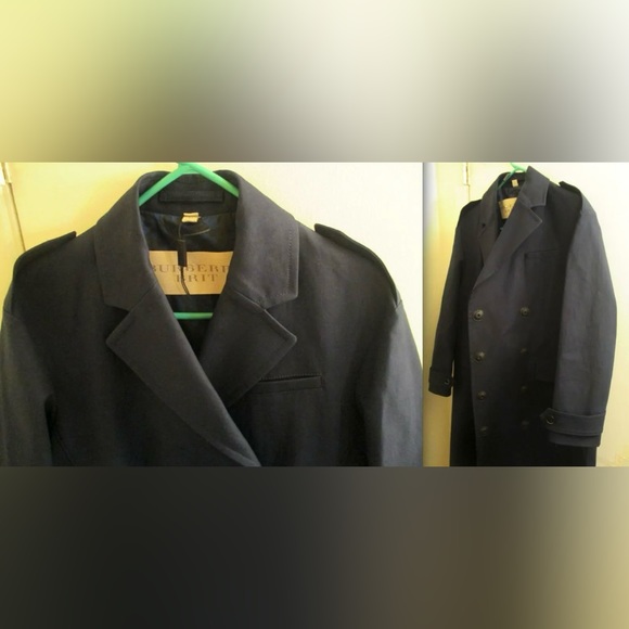 HOT Burberry Brit Navy Blue Showerproof Stretch Cotton Chesterfield Coat $1,600! - Picture 3 of 12